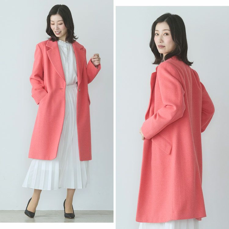 チェスターコートウール混レディースロングアウター秋冬ロングコート