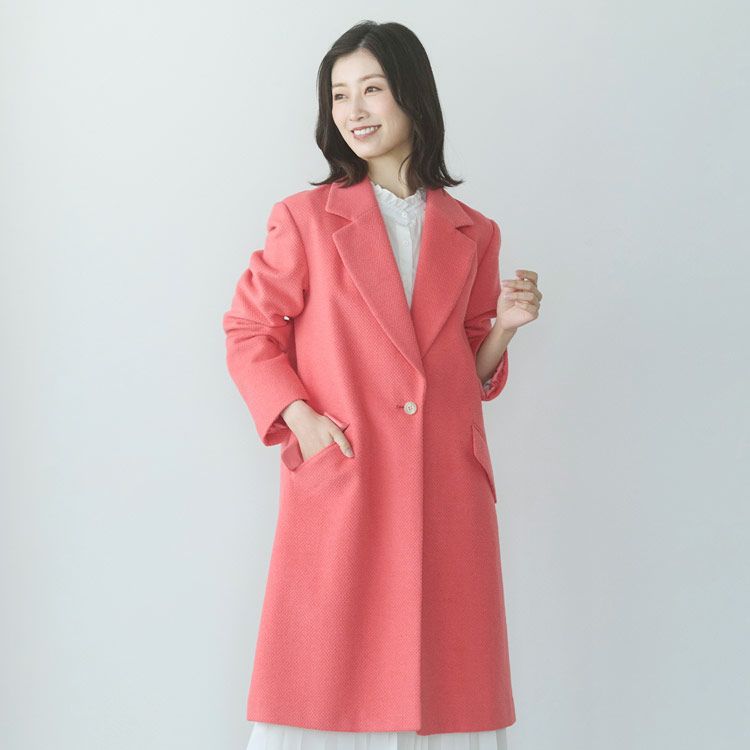 チェスターコートウール混レディースロングアウター秋冬ロングコート