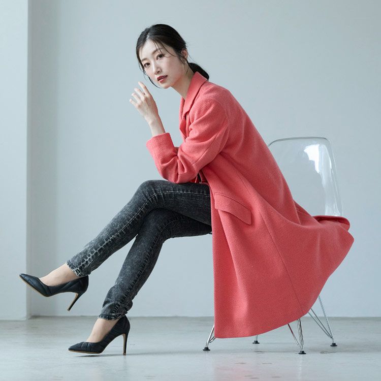 チェスターコートウール混レディースロングアウター秋冬ロングコート