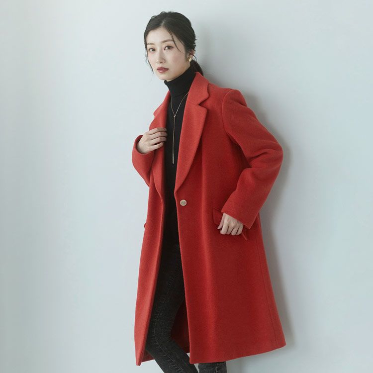 チェスターコートアンゴラウール混レディースロングアウターロングコート