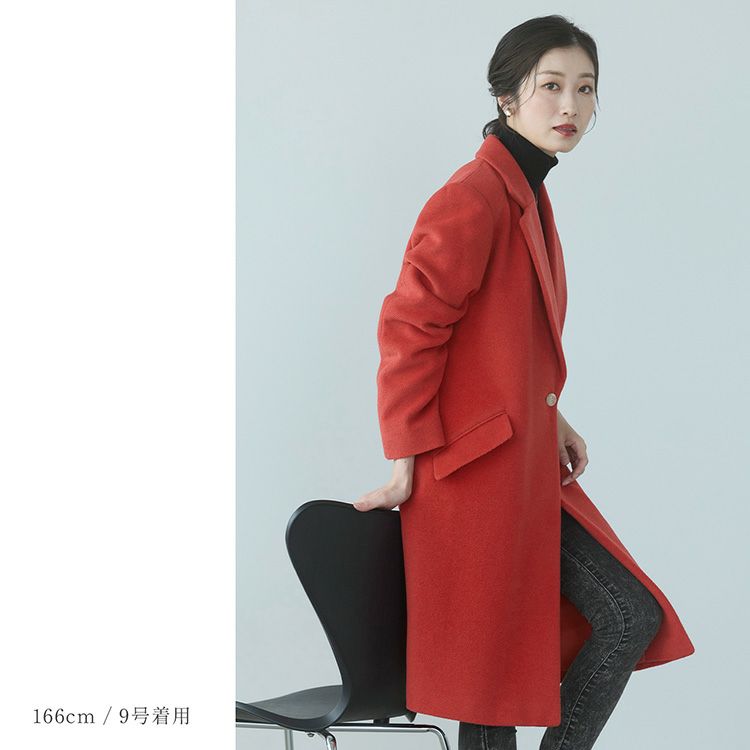 チェスターコートアンゴラウール混レディースロングアウターロングコート