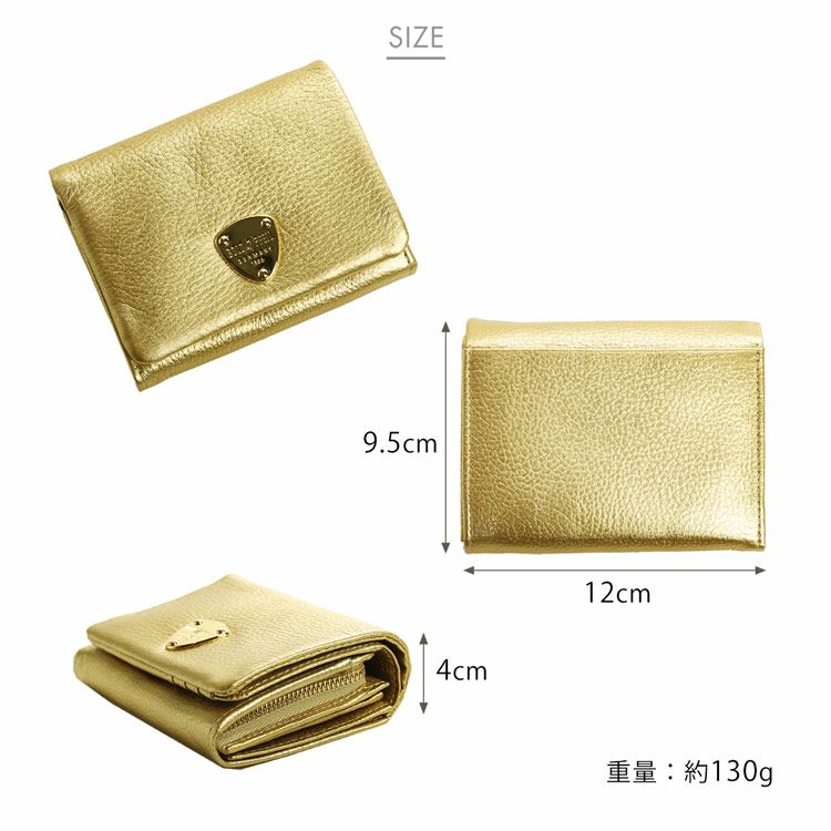 折り財布レディース本革ブランドゴールドカラー牛革財布