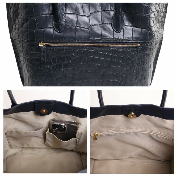クロコダイルマットイタリア鞣しハンドバッグレディース女性トート2wayショルダー肩掛け斜め掛け本革レザーワニ鰐革皮クロコ(06001858r)