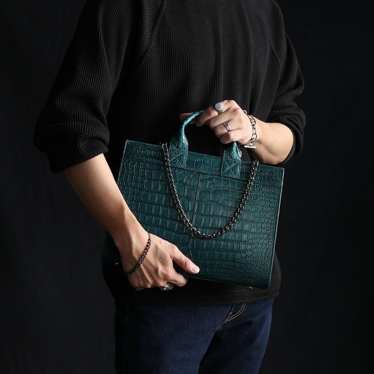 スモールクロコダイルチェーン付きトートバッグ