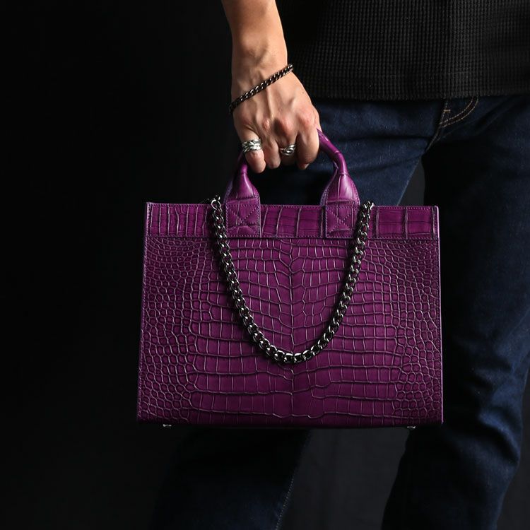スモールクロコダイルチェーン付きトートバッグ