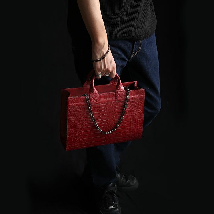 スモールクロコダイルチェーン付きトートバッグ