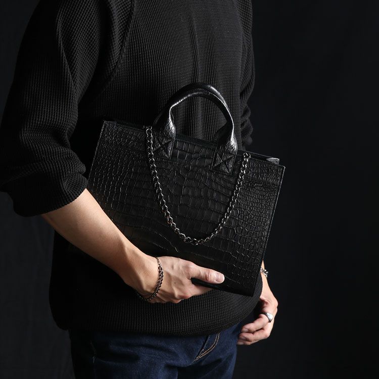 スモールクロコダイルチェーン付きトートバッグ