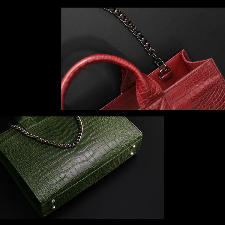 スモールクロコダイルチェーン付きトートバッグ