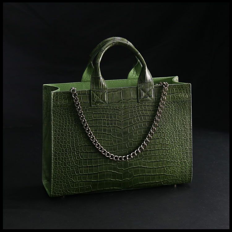 スモールクロコダイルチェーン付きトートバッグ
