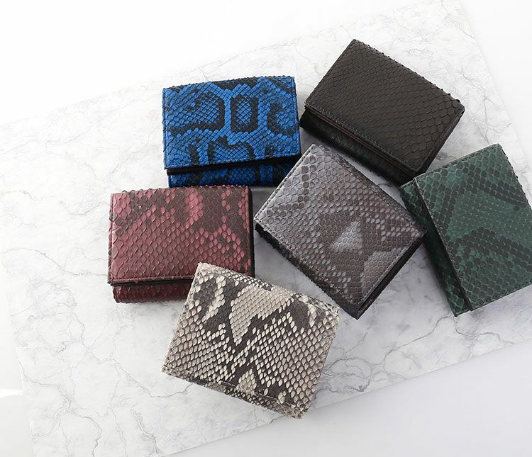 三つ折り財布メンズダイヤモンドパイソン本革3つ折りミニ財布コンパクト財布HALEINEアレンヌ(06001909-mens-1r)