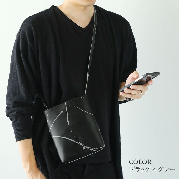 牛革ペイントカーフスキンサコッシュ男性(07000663-mens-1r)