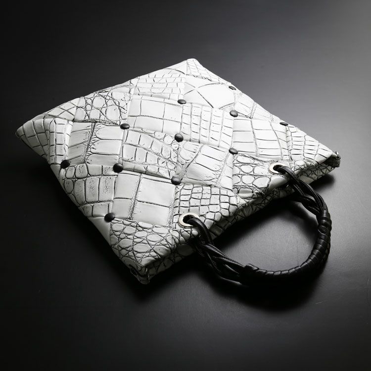 クロコダイルダイヤ柄編み込みデザイン2wayトートバッグ日本製JRAメンズ