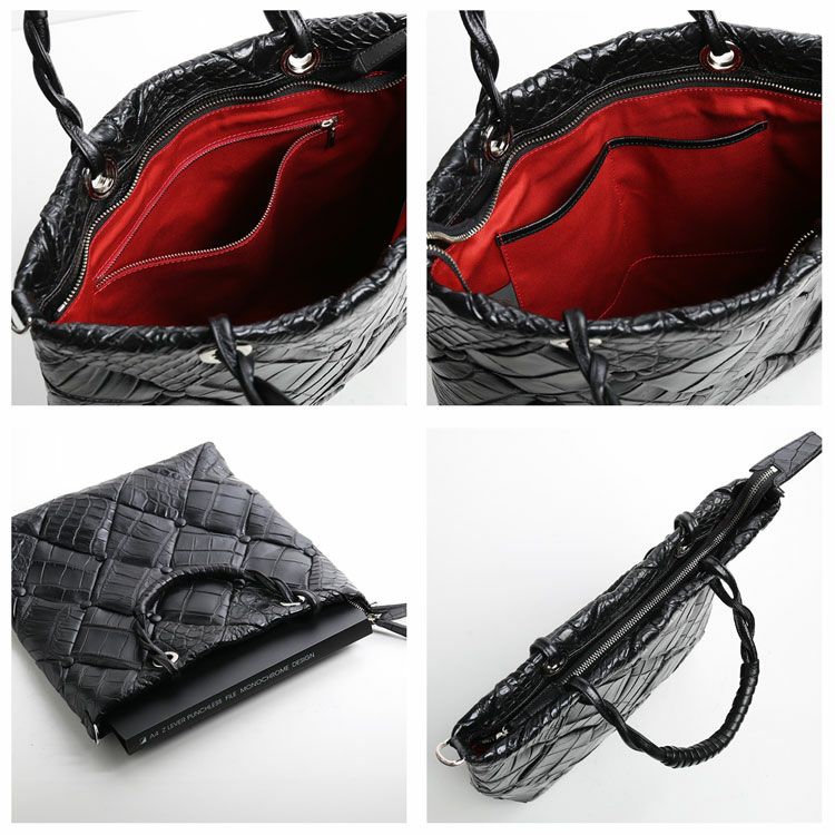 クロコダイルダイヤ柄編み込みデザイン2wayトートバッグ日本製JRAメンズ