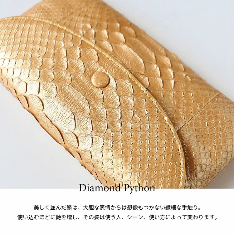 ダイヤモンドパイソンポーチ通院ポーチ通帳ケース長財布レディース(06001907r