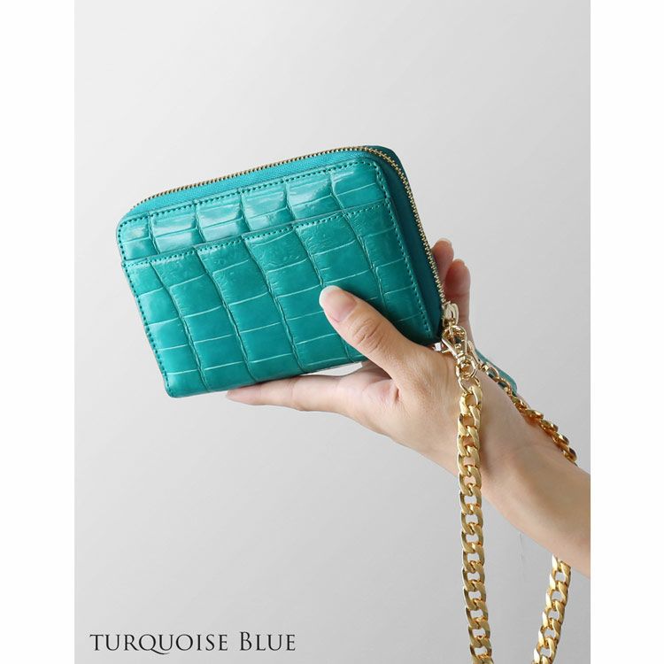 シャイニングクロコダイル財布ターコイズブルー