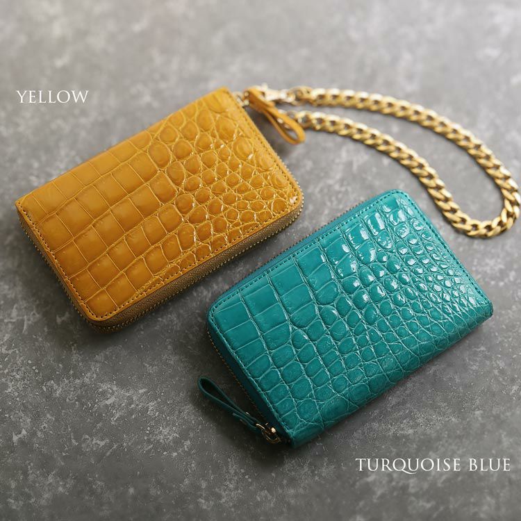 シャイニングクロコダイル財布ターコイズブルー