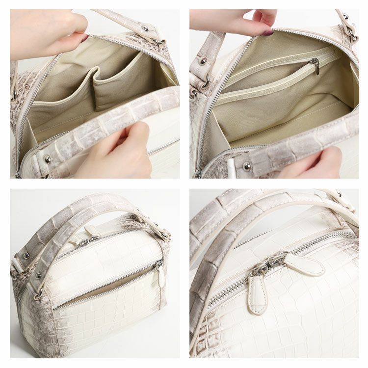 ヒマラヤクロコダイル2wayハンドバッグレディースマット加工センター取り2WAY斜め掛けショルダーバッグ