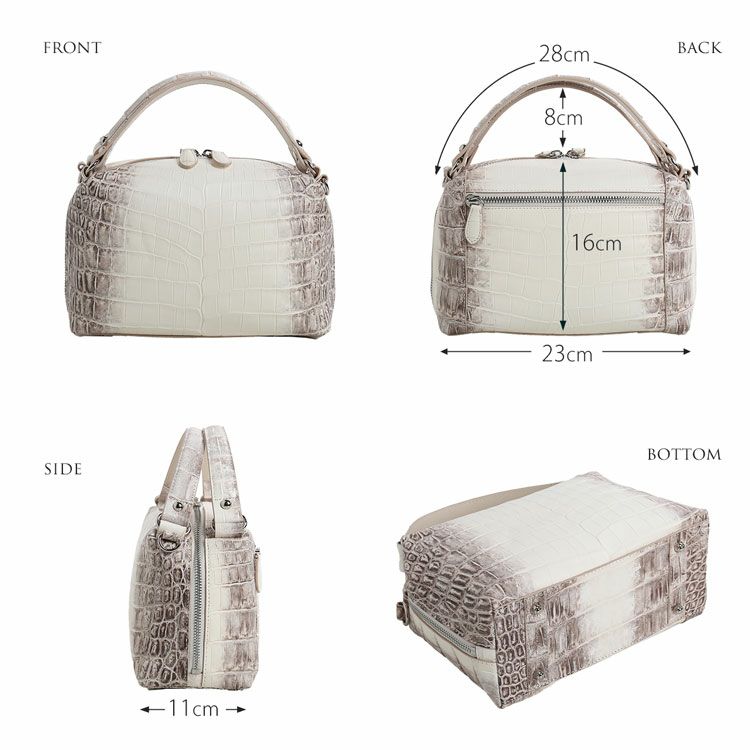 ヒマラヤクロコダイル2wayハンドバッグレディースマット加工センター取り2WAY斜め掛けショルダーバッグ
