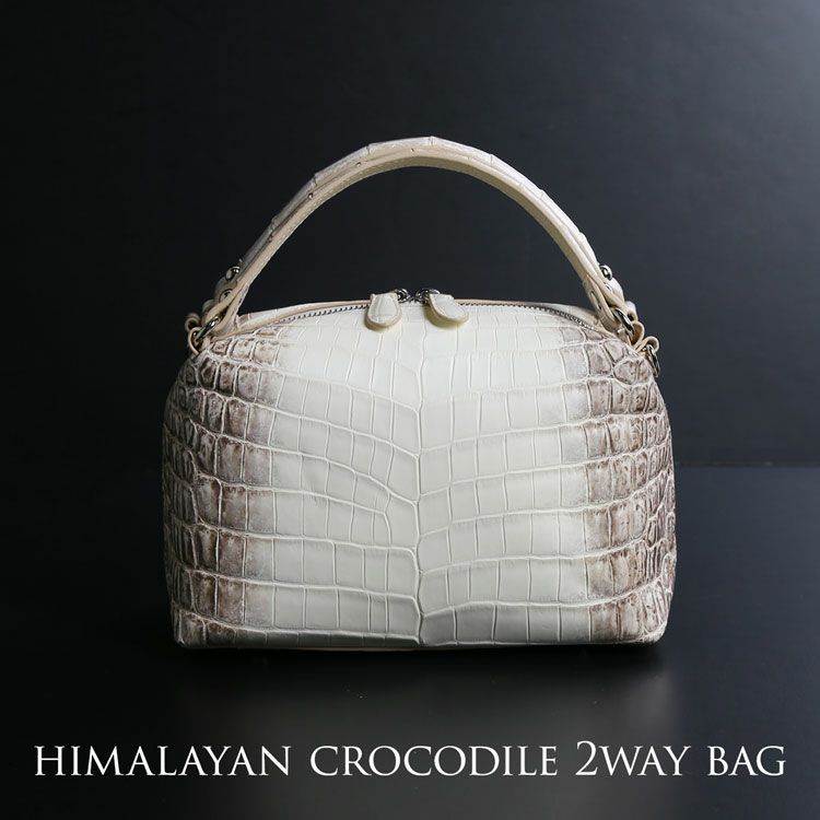 ヒマラヤクロコダイル2wayハンドバッグレディースマット加工センター取り2WAY斜め掛けショルダーバッグ