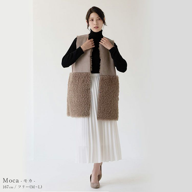 ファーベストエコファーリバーシブルベストレディースフェイクファーベストリバーシブルベスト(08000334r)