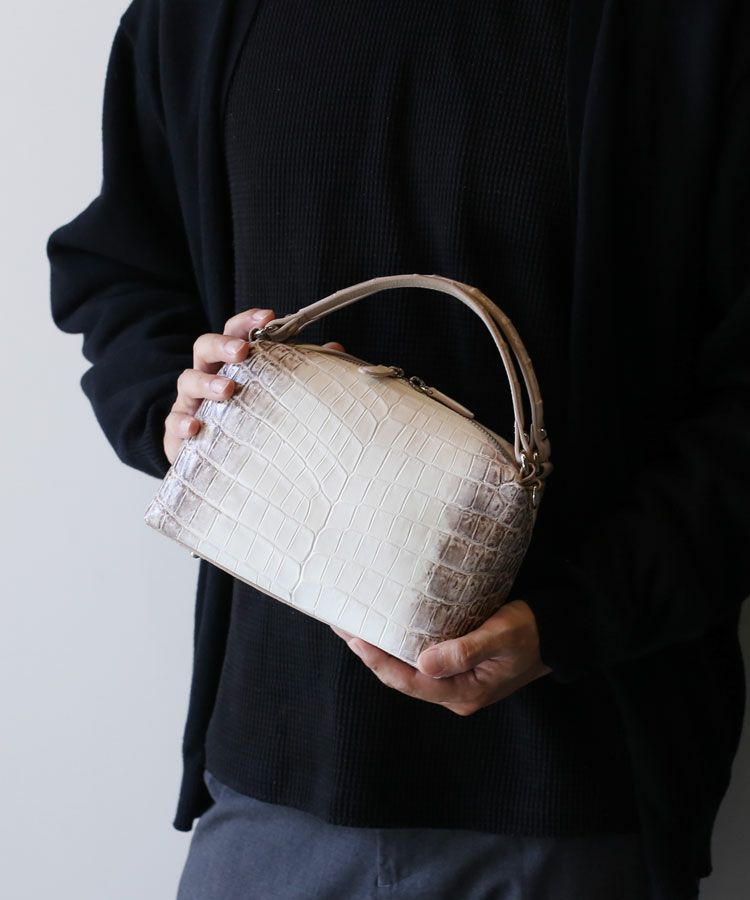 ヒマラヤクロコダイル2wayハンドバッグレディースマット加工センター取り2WAY斜め掛けショルダーバッグ