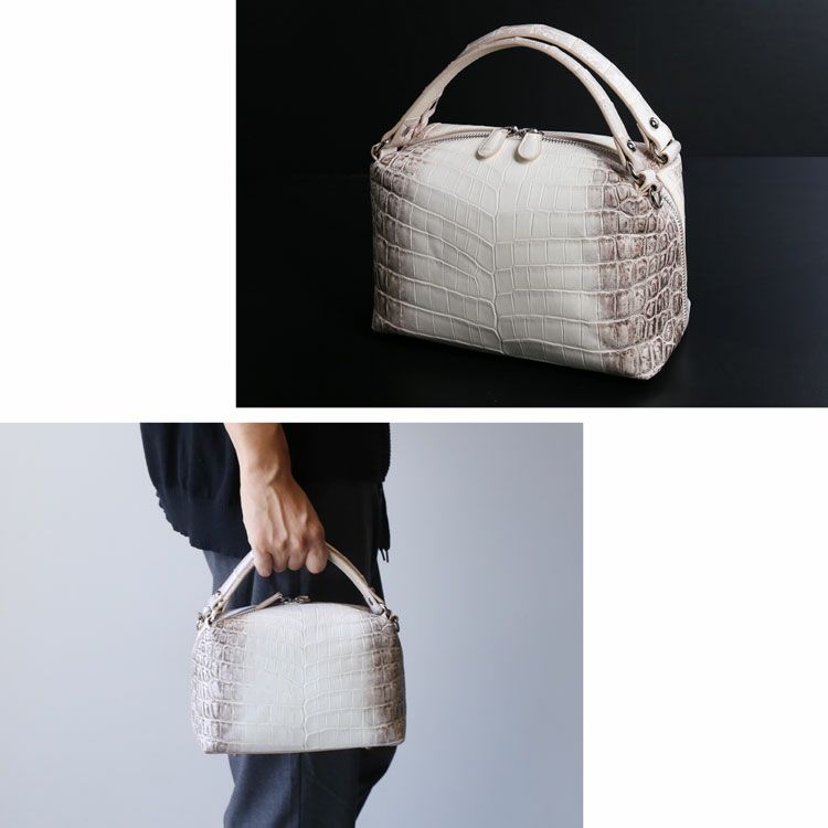 ヒマラヤクロコダイル2wayハンドバッグレディースマット加工センター取り2WAY斜め掛けショルダーバッグ
