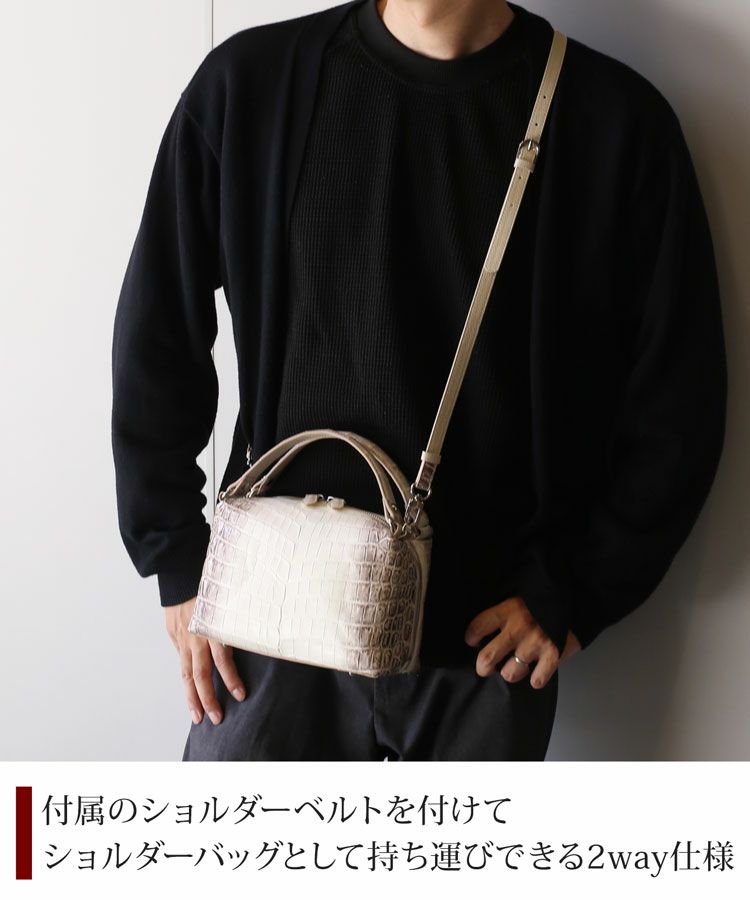 ヒマラヤクロコダイル2wayハンドバッグレディースマット加工センター取り2WAY斜め掛けショルダーバッグ