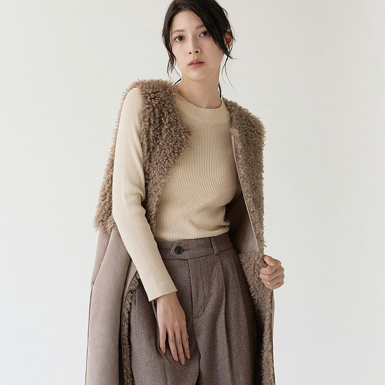 ファーベストエコファーリバーシブルロングベストレディースフェイクファーベストリバーシブルベスト(08000333r)