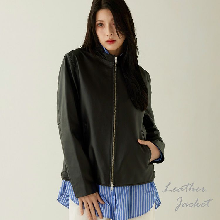柔らかい軽いソフトラムレザージャケットブラック
