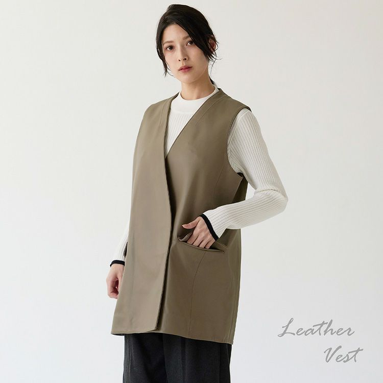 柔らかい軽いレザーベストダブル仕立てシープスキン