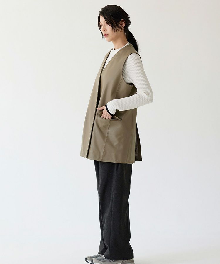 柔らかいレザーベストダブル仕立てシープスキン