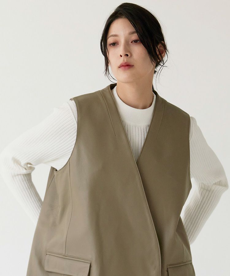 レザーベストダブル仕立てシープスキン