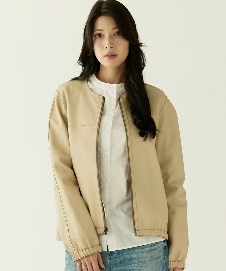 ベージュリバーシブルラムレザージャケット