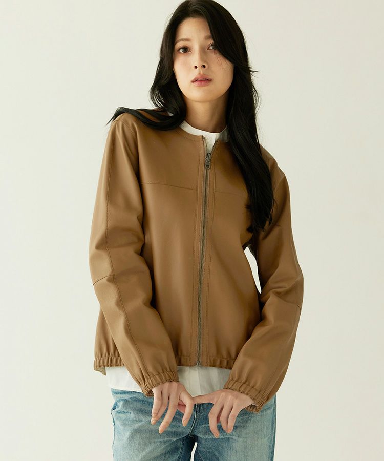 キャメルリバーシブルラムレザージャケット