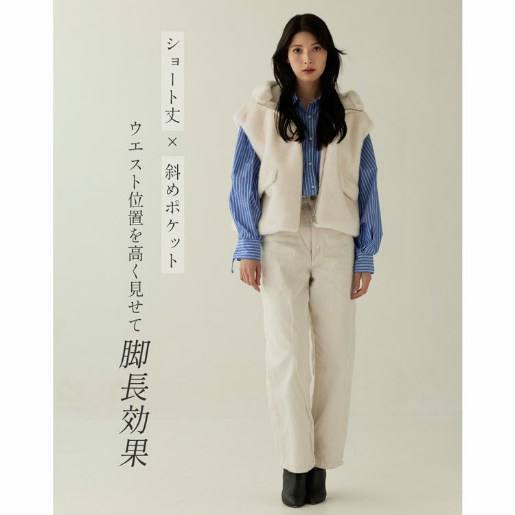 Filomo ミンク調 フェイクファー ベスト フード付き レディース