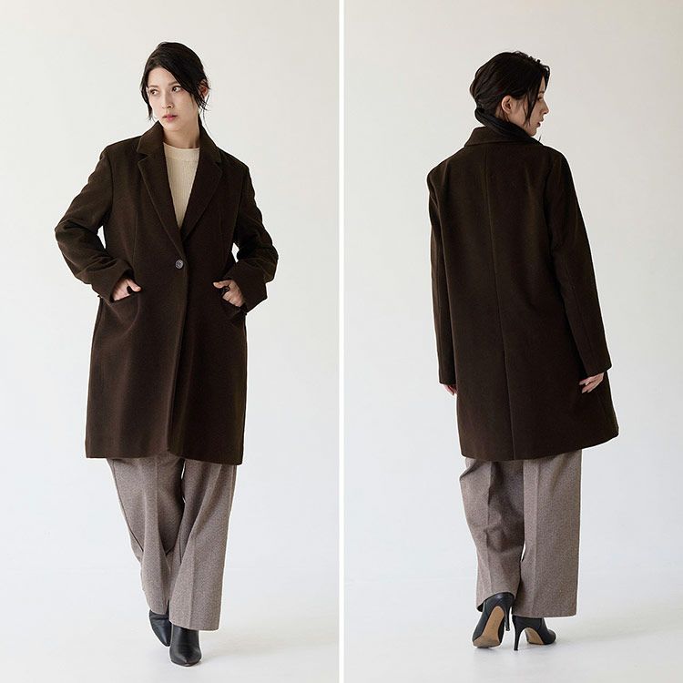 チェスターコート レディース アウター ロングコート ウールブレンド ウールコート (08000335r)