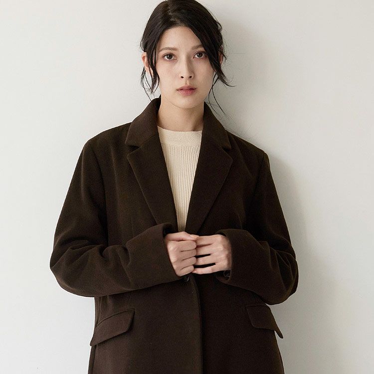 チェスターコート レディース アウター ロングコート ウールブレンド ウールコート (08000335r)