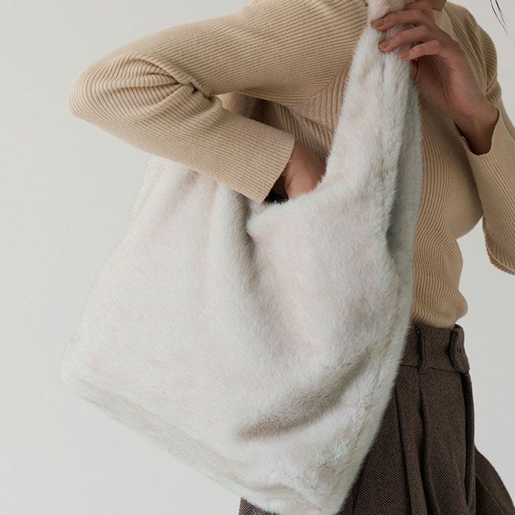 ファーバッグレディーストートバッグLサイズバッグエコファー(07000658r)