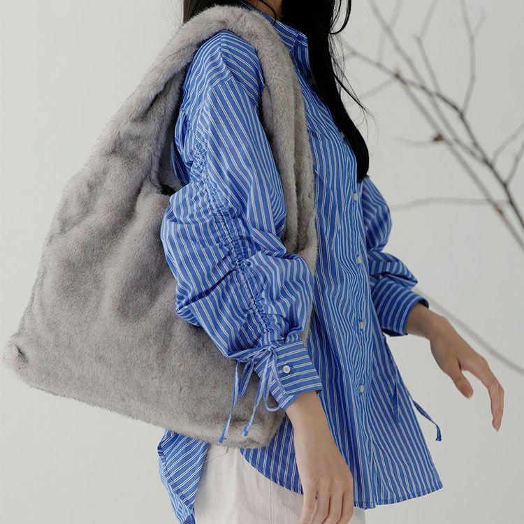 ファーバッグレディーストートバッグLサイズバッグエコファー(07000658r)