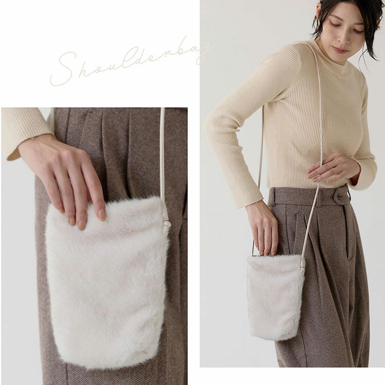 ファーバッグミニショルダーサコッシュレディースバッグ【ネコポスで送料無料】(07000660r)