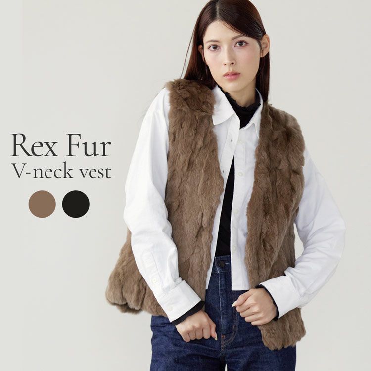 ファーベストレッキスファーベストVネックレディースブラック(01000917r)