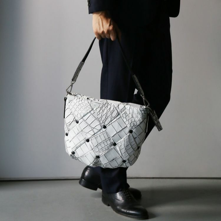 クロコダイルダイヤ柄編み込みデザイン2wayトートバッグ日本製JRAメンズ