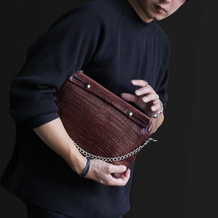 スモールクロコダイルメンズ2wayバッグチェーンデザイン