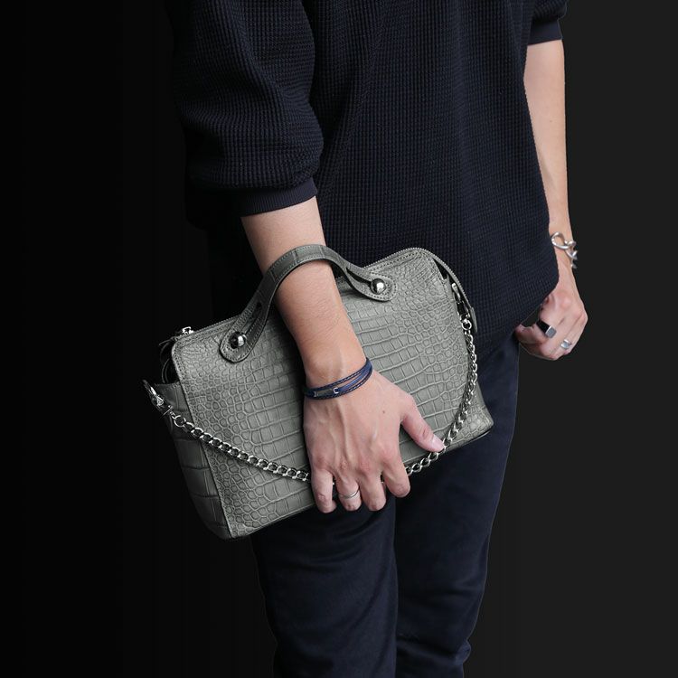 スモールクロコダイルメンズ2wayバッグチェーンデザイン