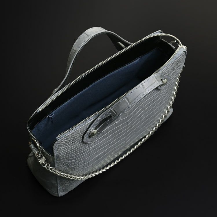 スモールクロコダイルメンズ2wayバッグチェーンデザイン