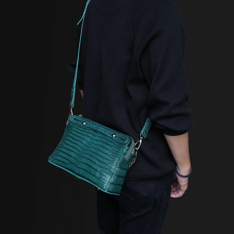 スモールクロコダイルメンズ2wayバッグチェーンデザイン