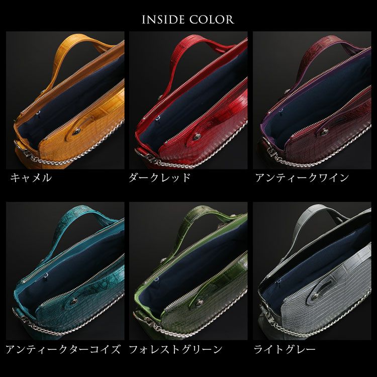 スモールクロコダイルメンズ2wayバッグチェーンデザイン
