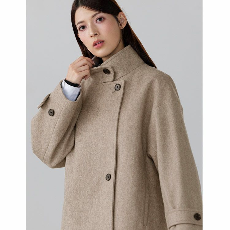 Filomoウールタッチスタンドカラーショート丈コート