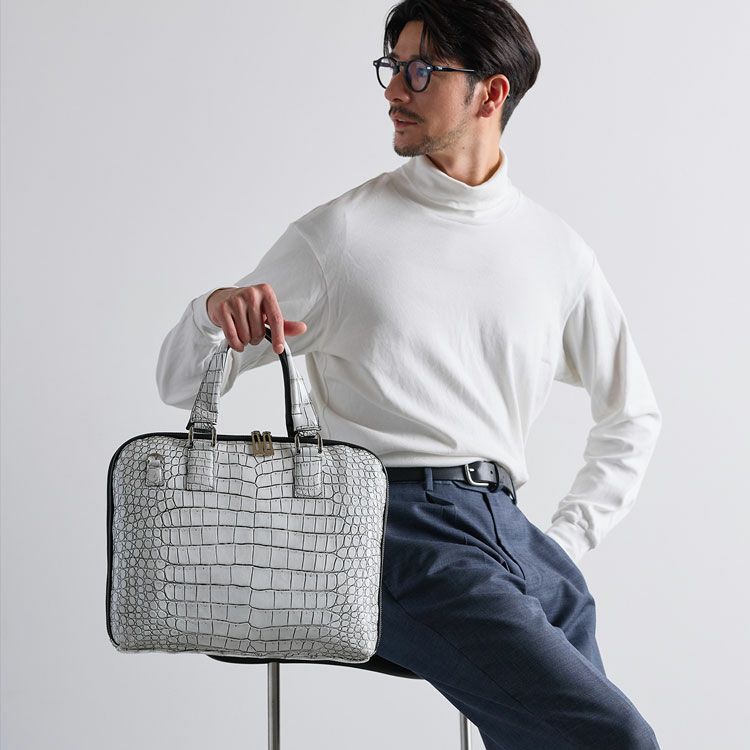 クロコダイルメンズ2wayビジネスバッグ薄型