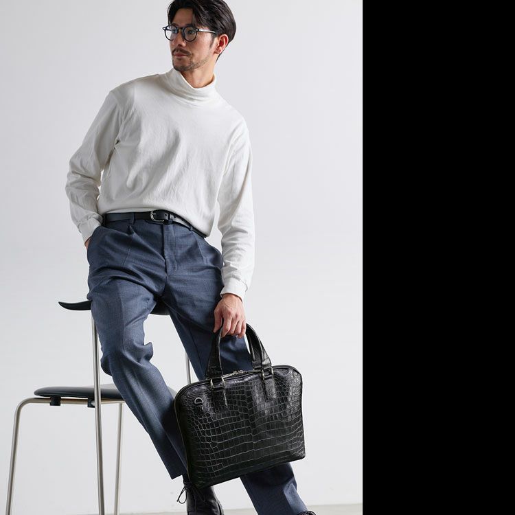 クロコダイルメンズ2wayビジネスバッグ薄型